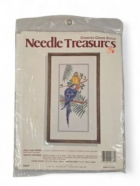 Vintage Needle Treasures Counted Cross Stitch Kit Polly & Pedro Parrots Sealed